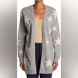 Magaschino 100% Cashmere Cardigan Grey White Stars Large